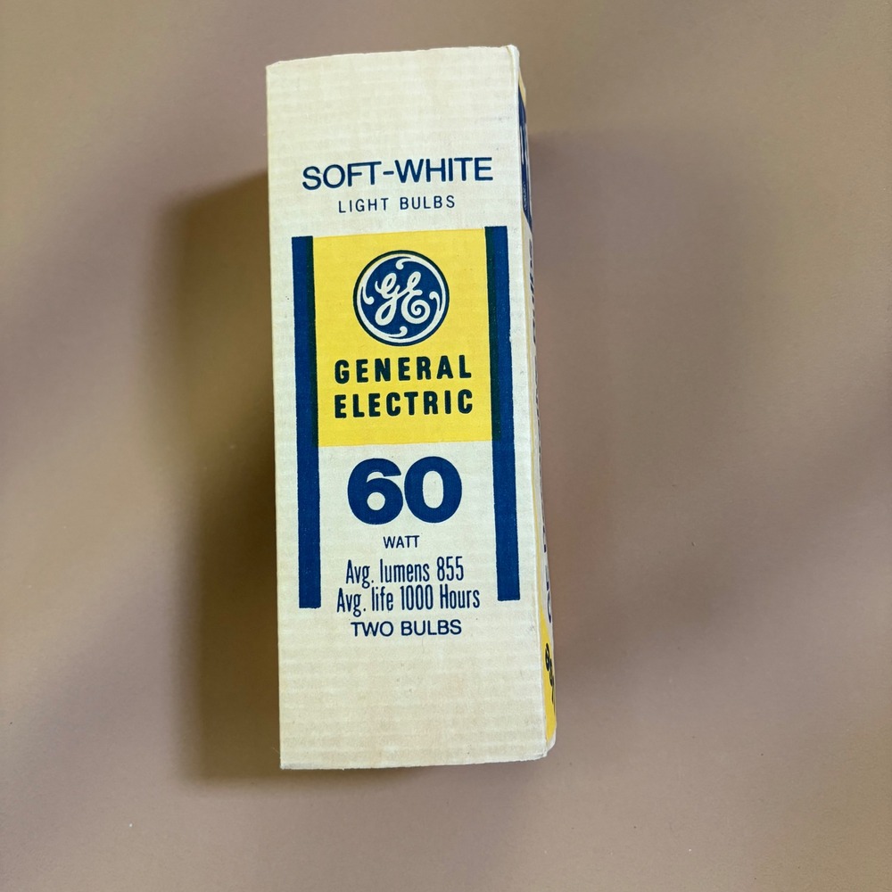 Vintage GE 60 Watt Soft White Light Bulbs 2 Pack NOS 120V 855 Lumens